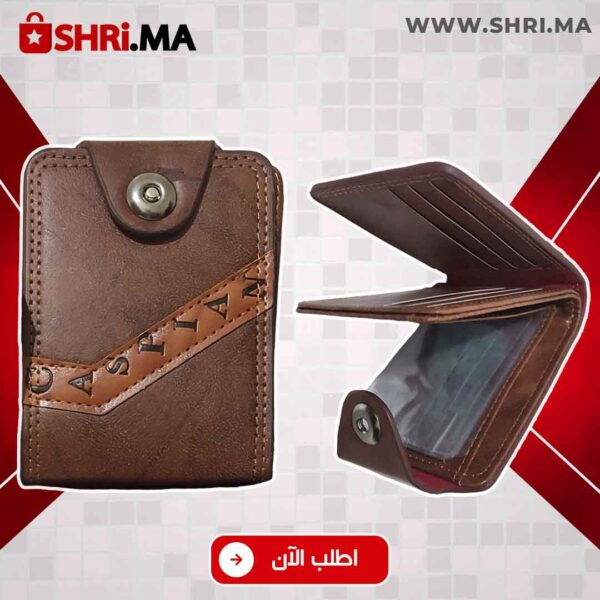 محفظة جيب رجالية من الجلد الصناعي باللون البني